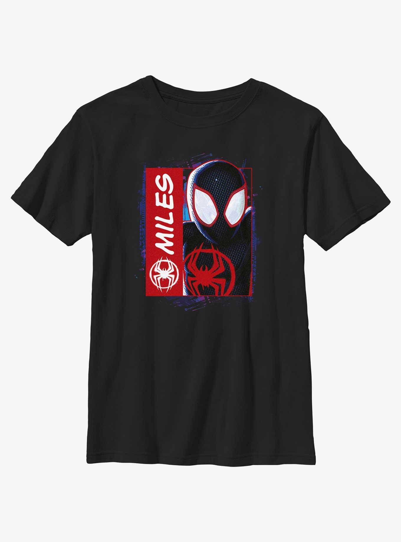 Marvel Spider-Man: Across the Spider-Verse Miles Morales Is Spider-Man Youth T-Shirt BoxLunch Web Exclusive, BLACK, hi-res