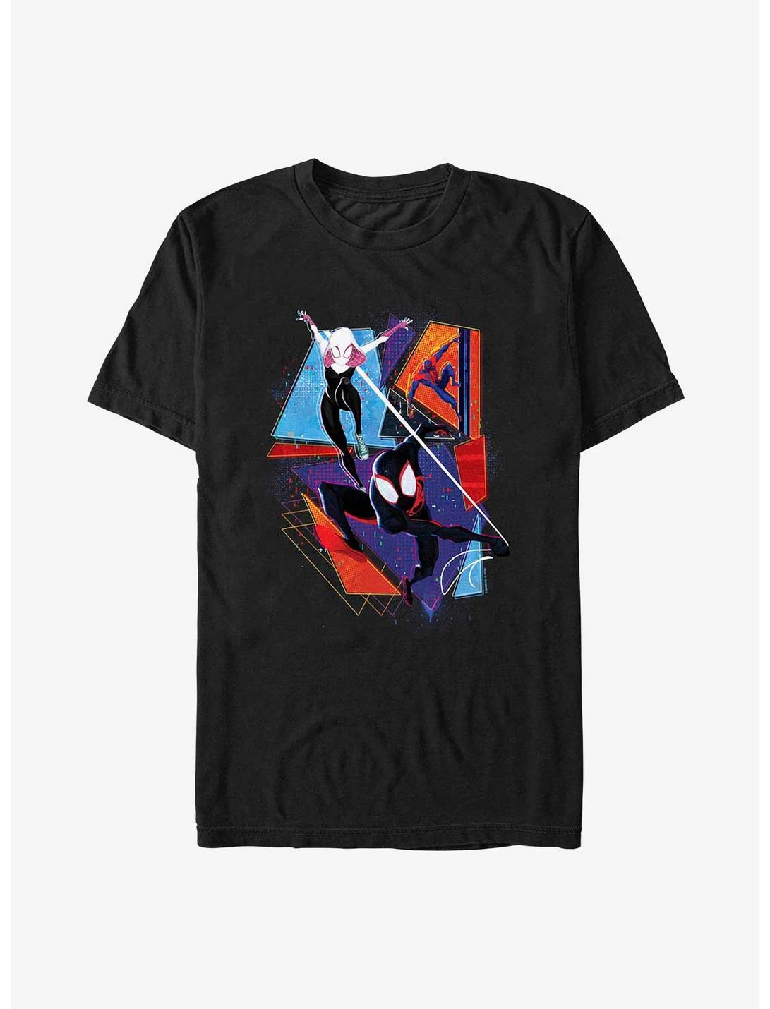 Marvel Spider-Man: Across the Spider-Verse Spider-Gwen Miguel O'Hara and Miles Morales Poster T-Shirt, BLACK, hi-res