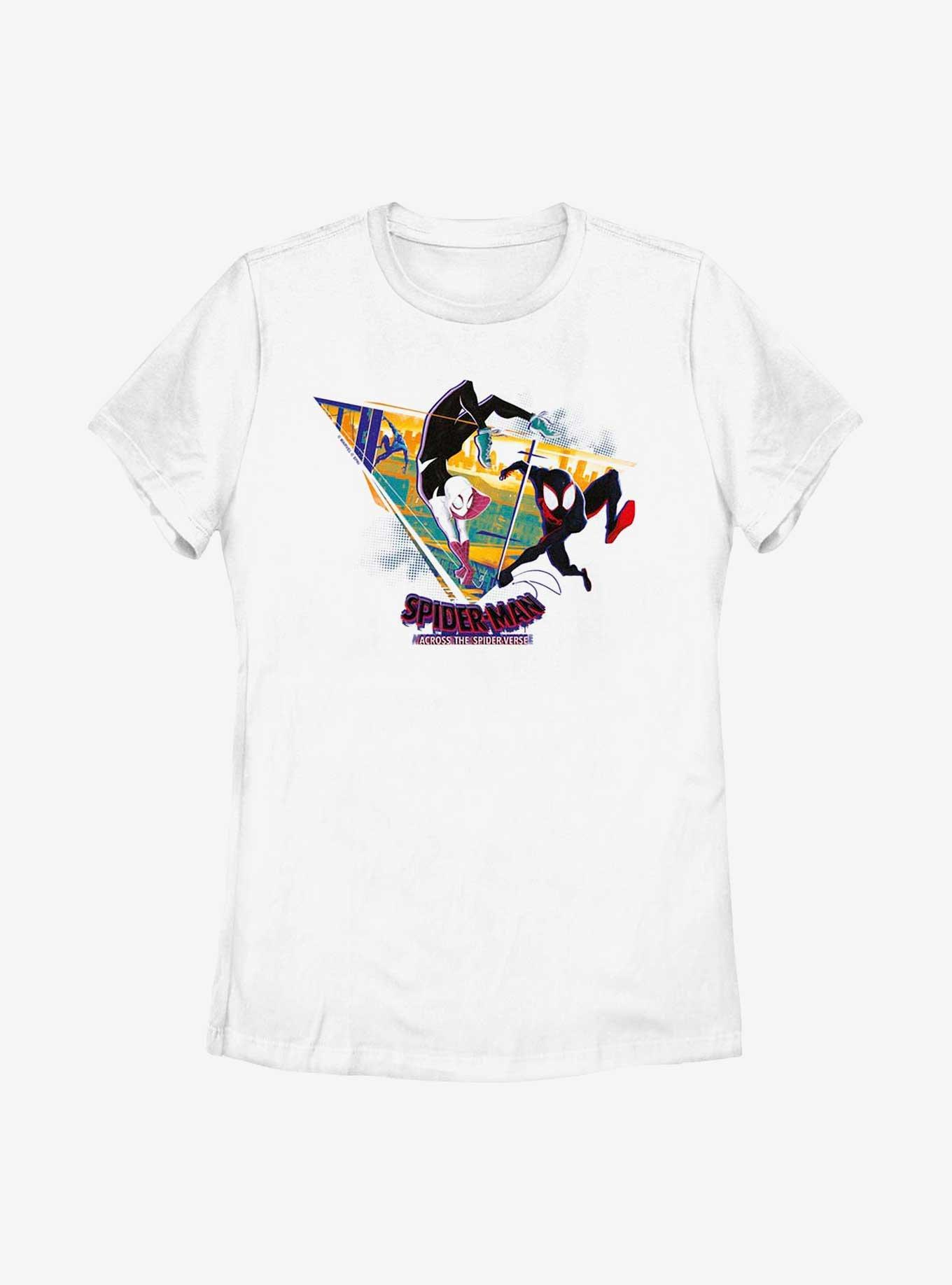 Marvel Spider-Man: Across the Spider-Verse Cityscape Spiders Womens T-Shirt, WHITE, hi-res