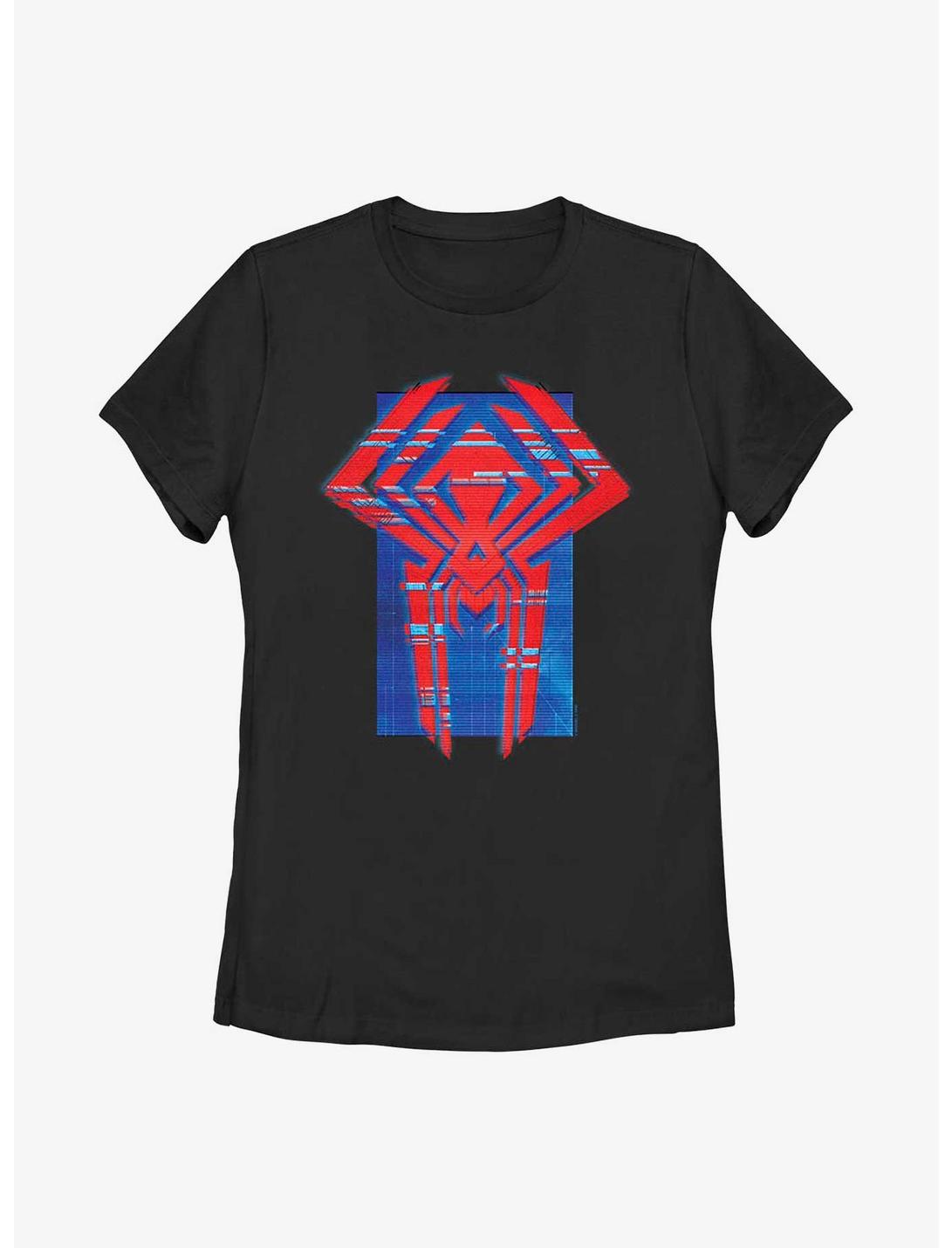Marvel Spider-Man: Across the Spider-Verse Glitchy Miguel O'Hara Logo Womens T-Shirt, BLACK, hi-res