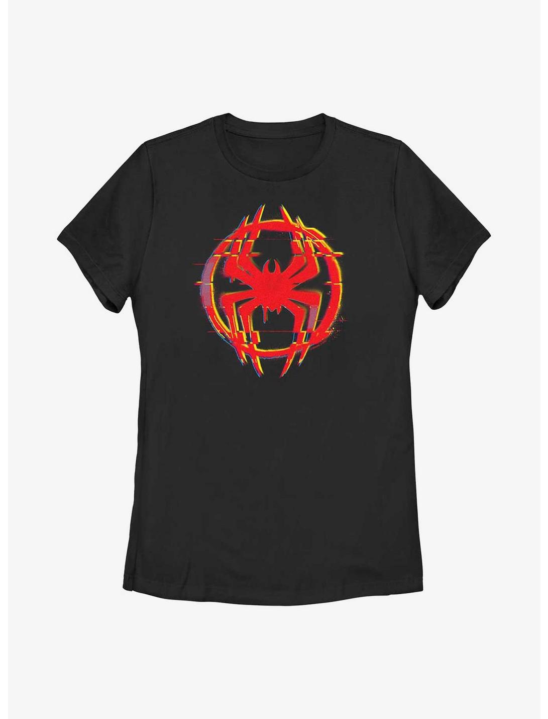 Marvel Spider-Man: Across the Spider-Verse Glitchy Miles Morales Logo Womens T-Shirt, BLACK, hi-res