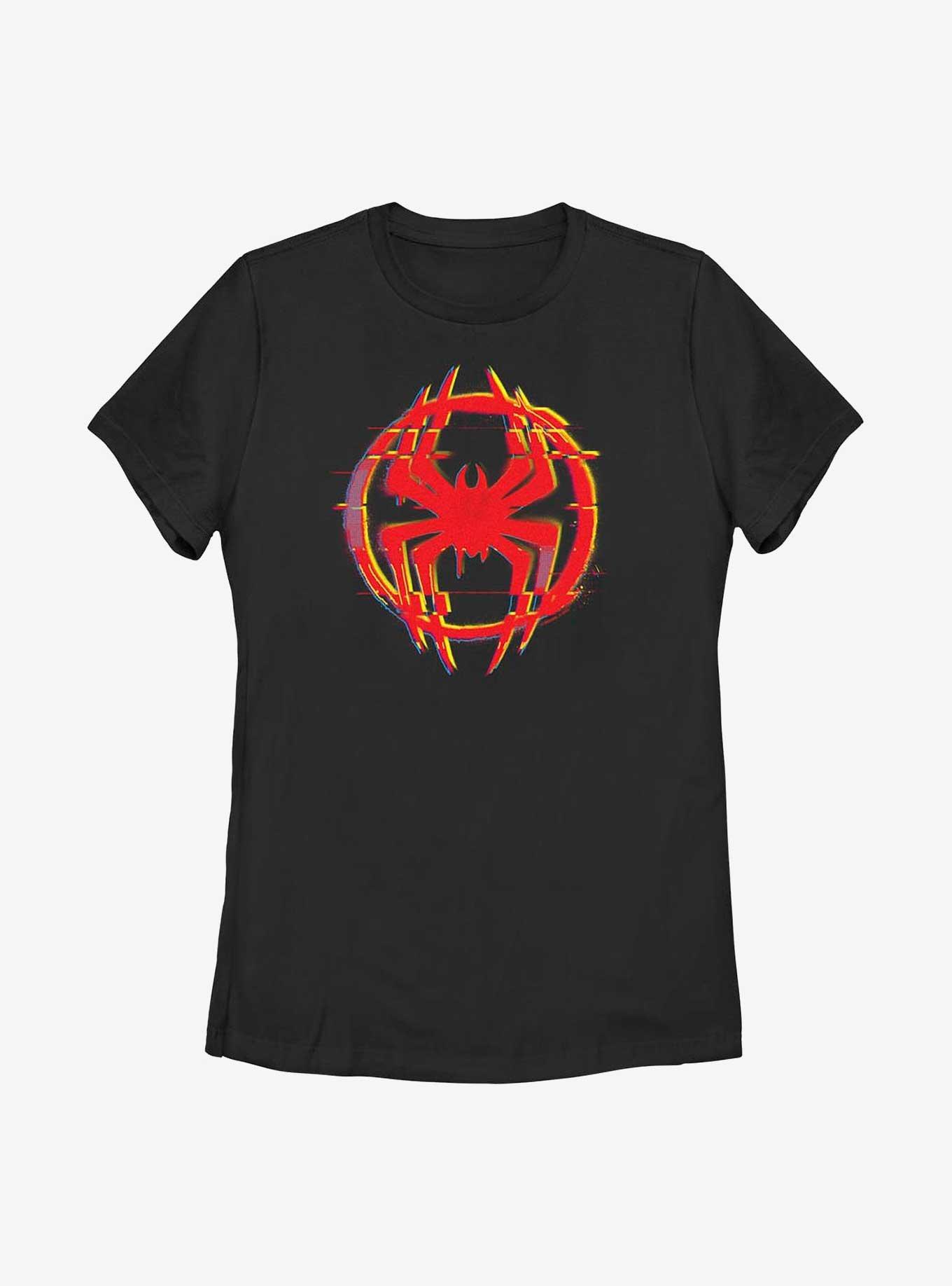 Marvel Spider-Man: Across the Spider-Verse Glitchy Miles Morales Logo Womens T-Shirt, BLACK, hi-res