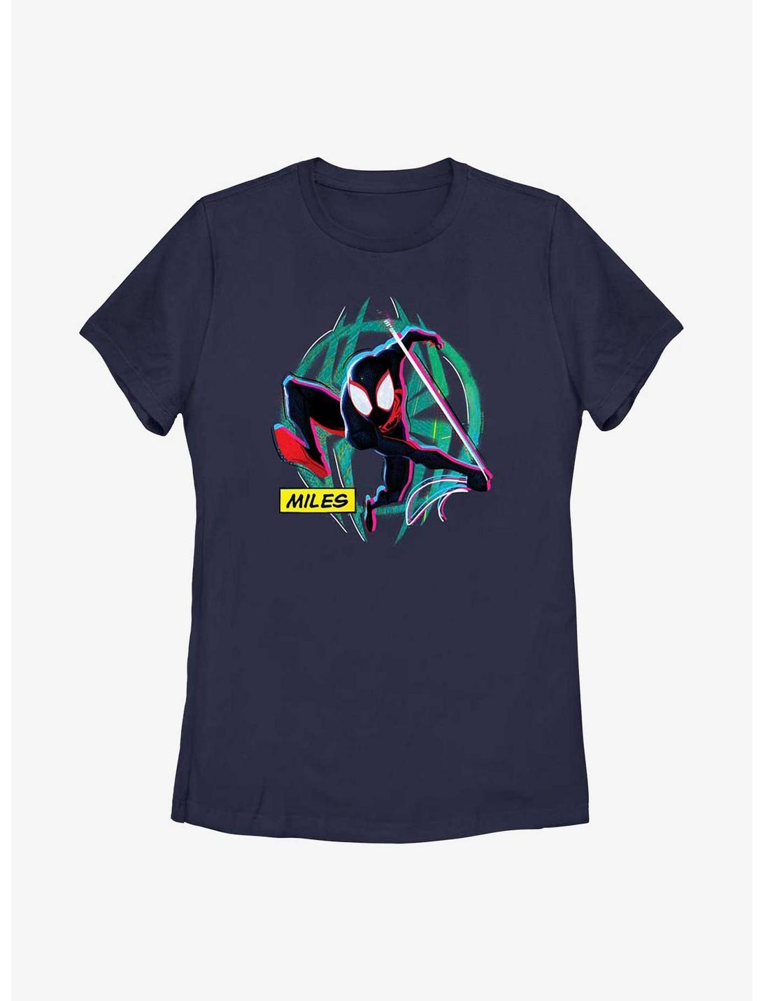 Marvel Spider-Man: Across the Spider-Verse Miles Morales Badge Womens T-Shirt, NAVY, hi-res