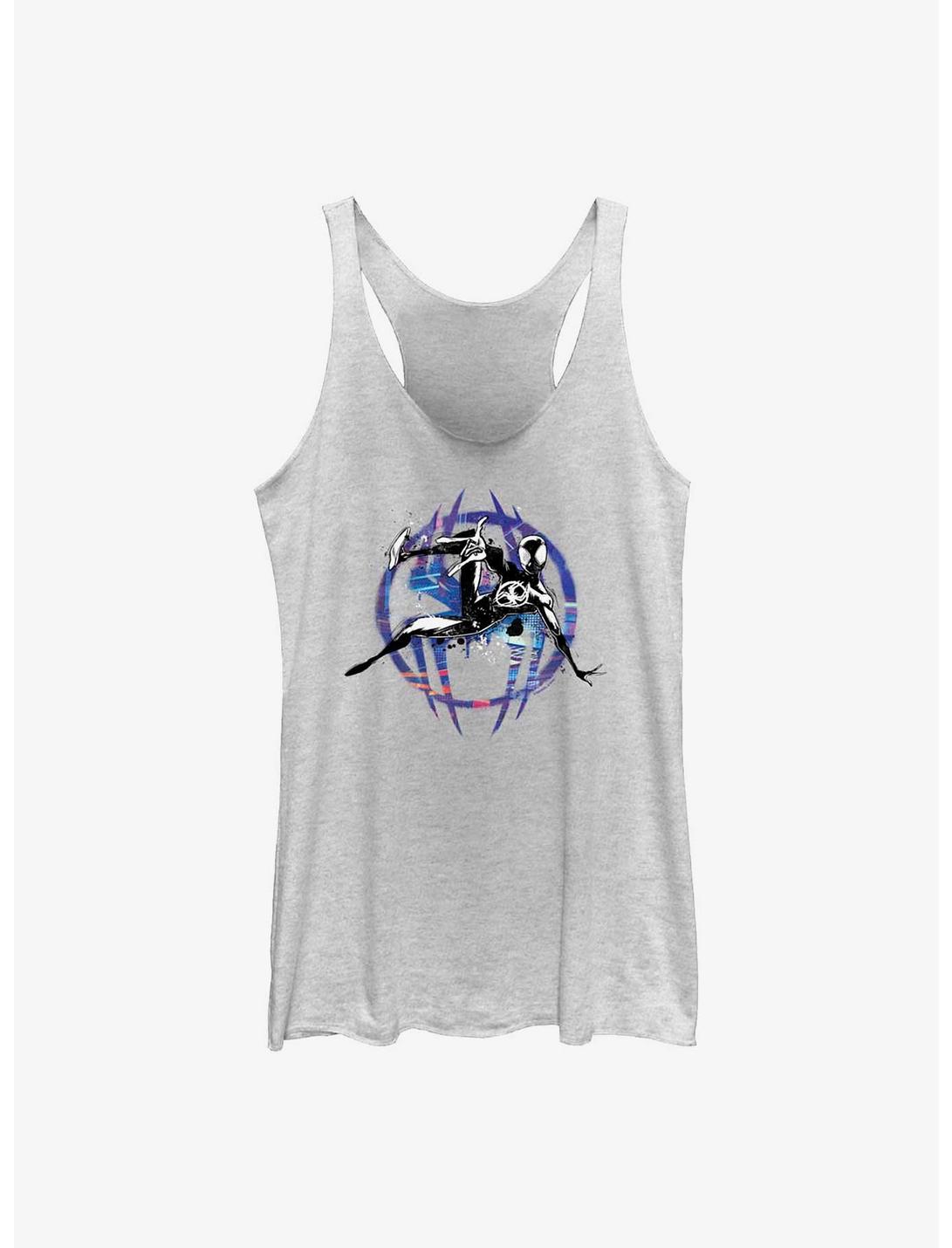 Marvel Spider-Man: Across the Spider-Verse Miles Morales Fly By Womens Tank Top, WHITE HTR, hi-res