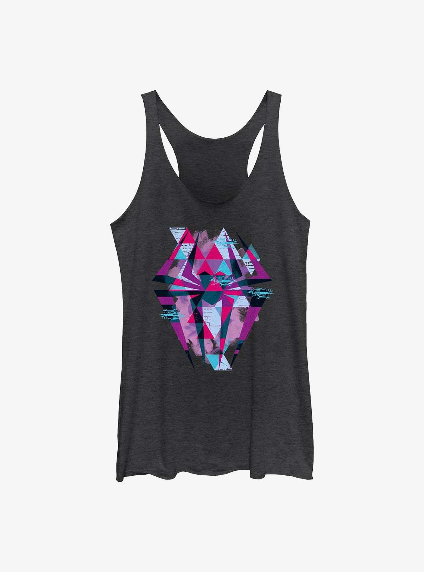 Marvel Spider-Man: Across the Spider-Verse Geometric Spider-Gwen Symbol Womens Tank Top, BLK HTR, hi-res