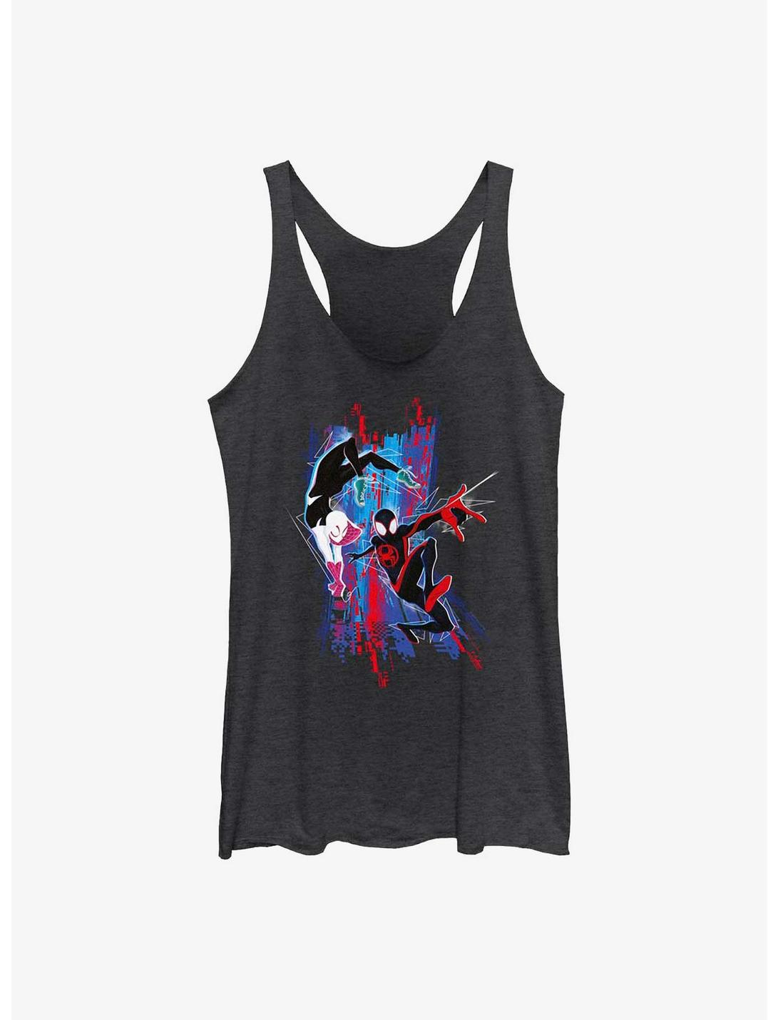 Marvel Spider-Man: Across the Spider-Verse Spider-Gwen and Miles Womens Tank Top, BLK HTR, hi-res