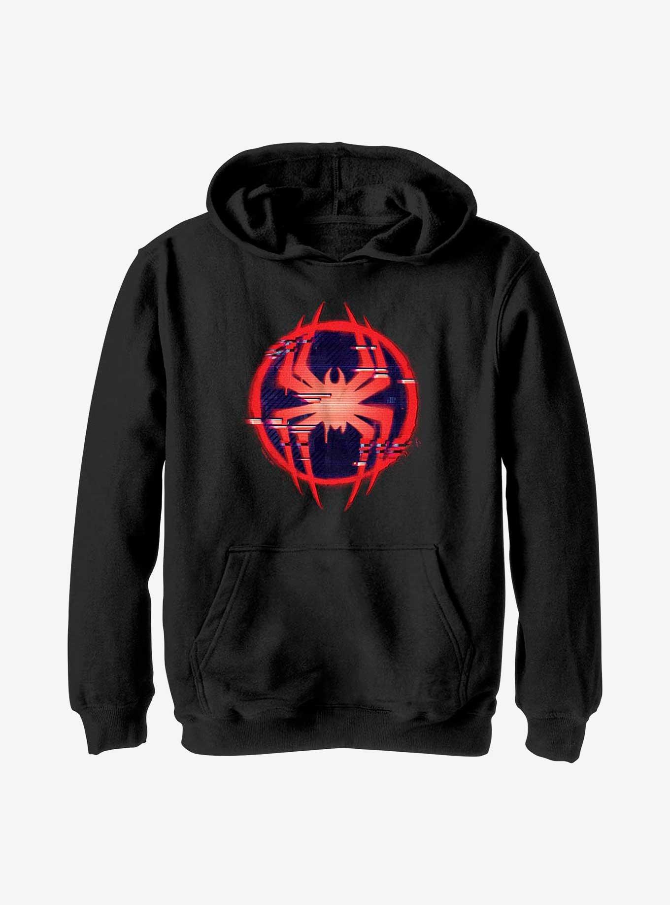 Marvel Spider-Man: Across the Spider-Verse Glitchy Miles Morales Symbol Youth Hoodie, , hi-res