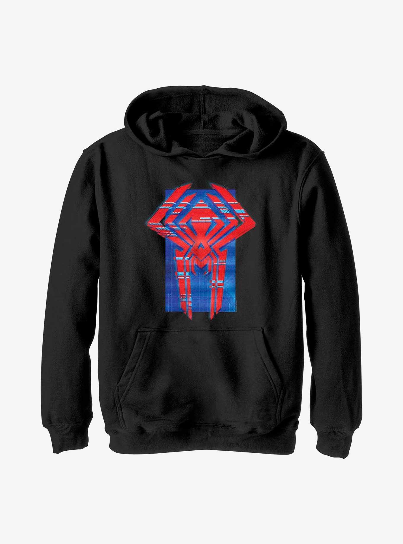 Marvel Spider-Man: Across the Spider-Verse Glitchy Miguel O'Hara Logo Youth Hoodie, BLACK, hi-res