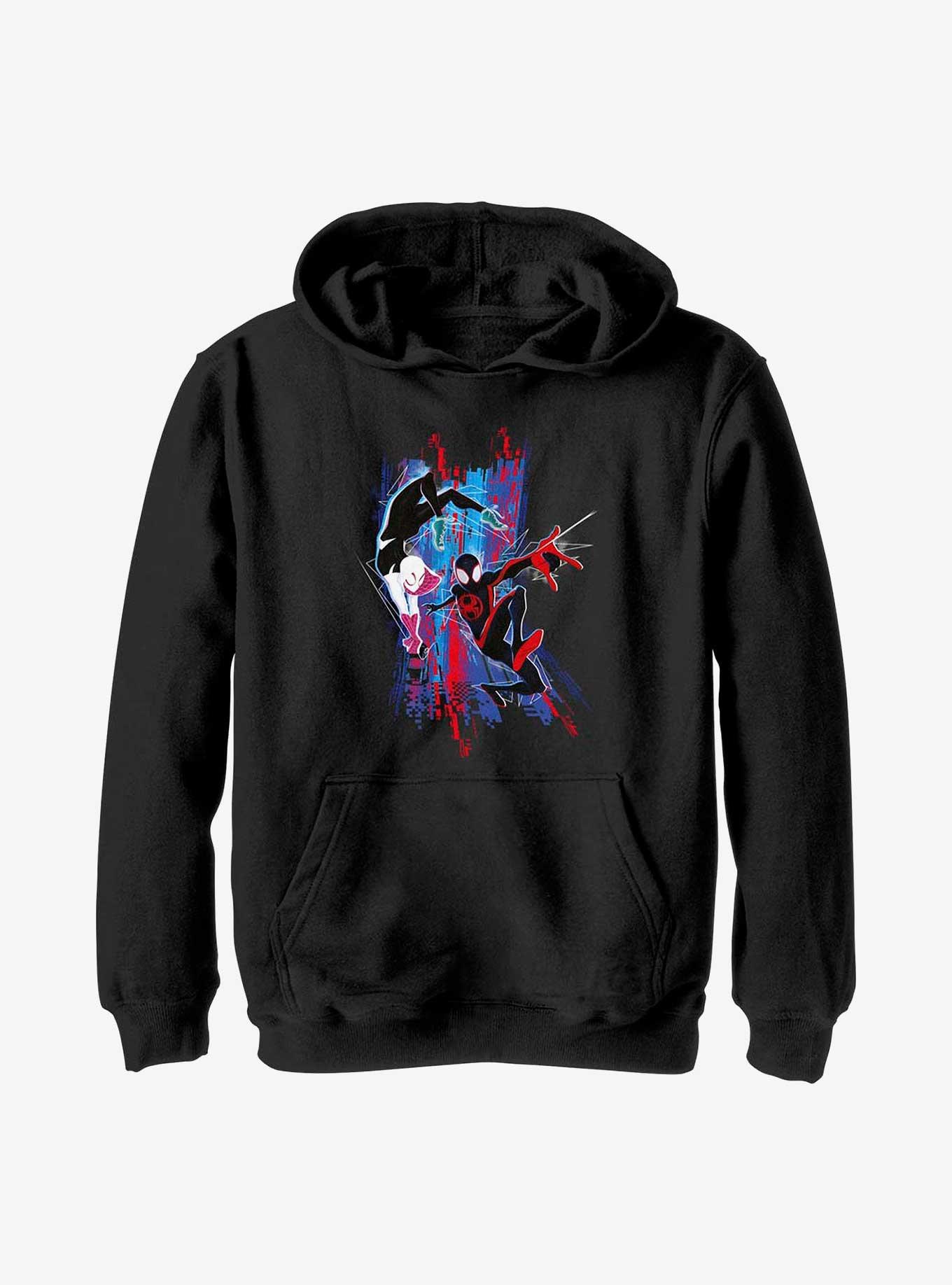 Marvel Spider Man Across the Spider Verse Spider Gwen and Miles Youth Hoodie BLACK BoxLunch