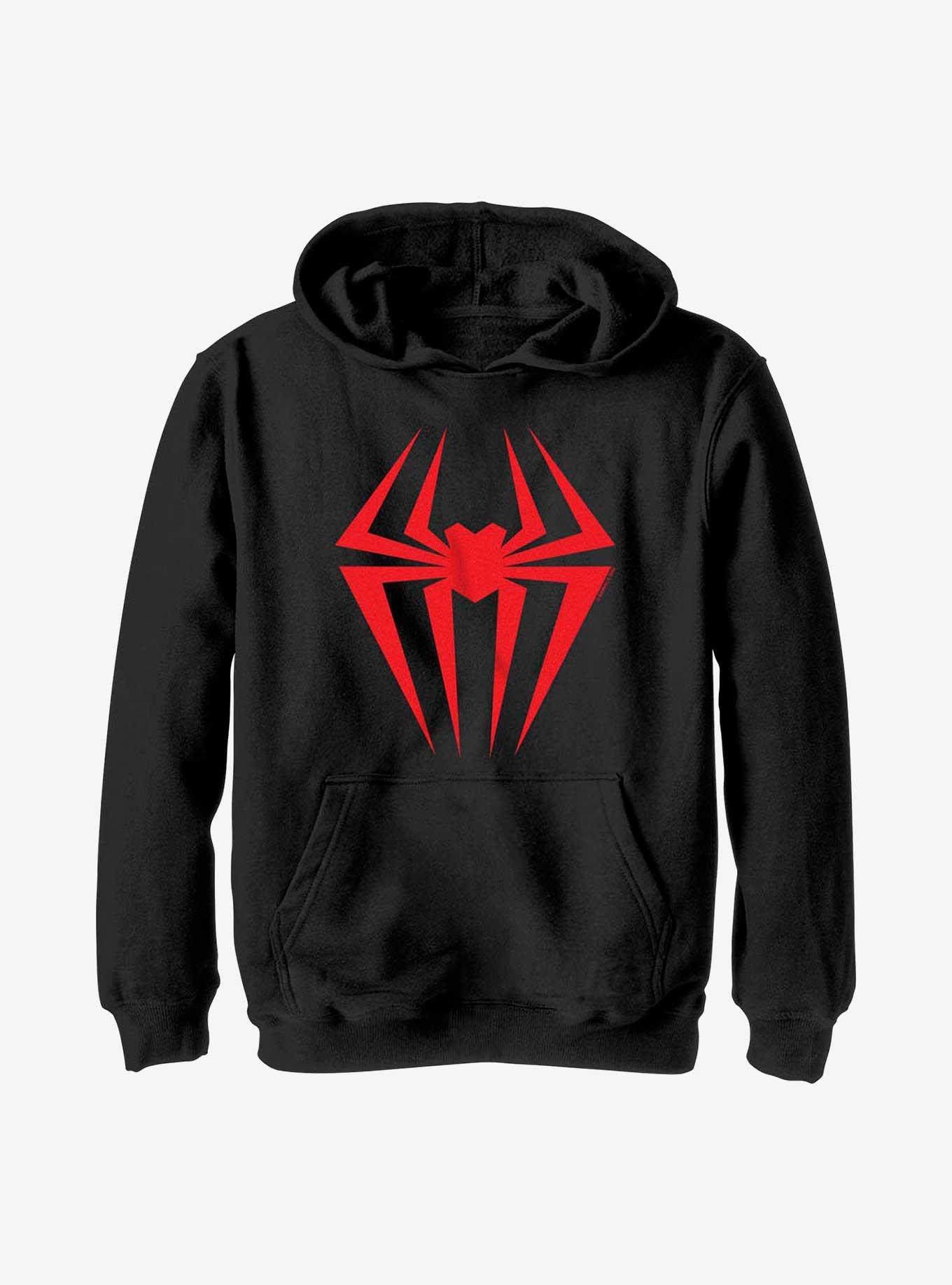 Marvel Spider Man Across the Spider Verse Spider Gwen Logo Youth Hoodie BLACK BoxLunch