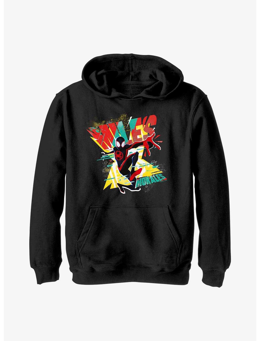 Marvel Spider-Man: Across the Spider-Verse Miles Morales Poster Youth Hoodie, BLACK, hi-res