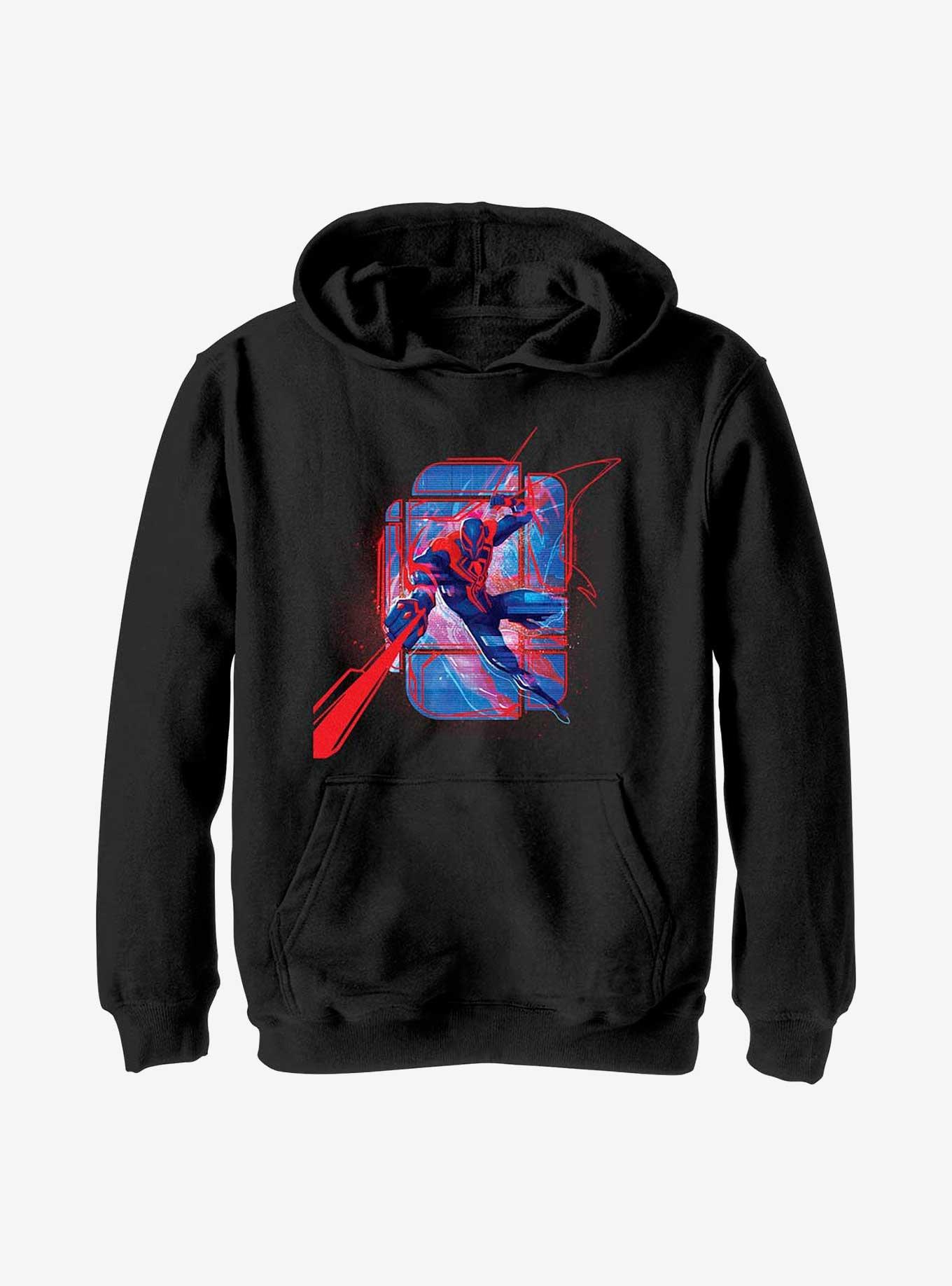 Marvel Spider-Man: Across the Spider-Verse Miguel O'Hara Shooting Webs Youth Hoodie, BLACK, hi-res