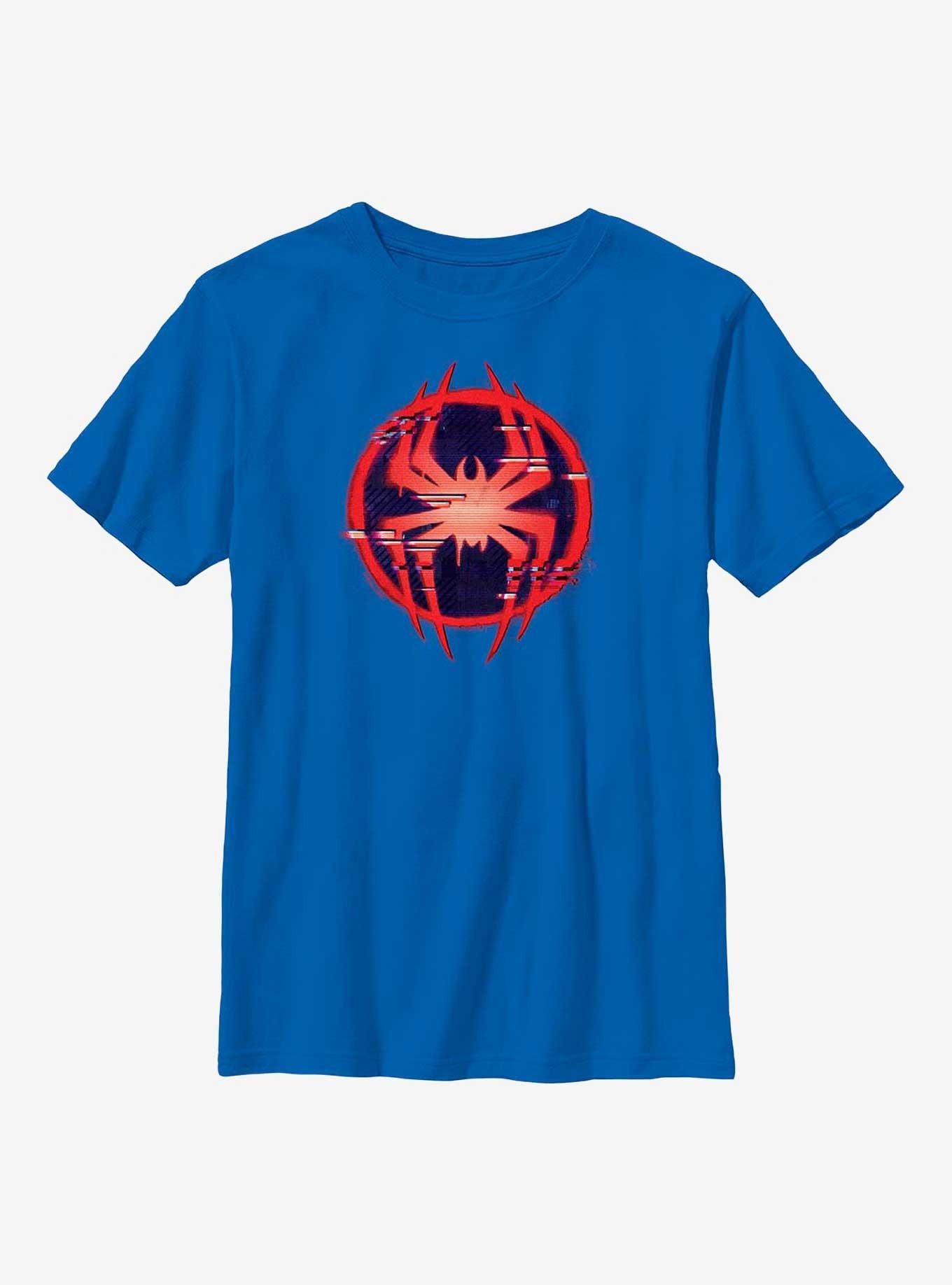 Marvel Spider-Man: Across the Spider-Verse Glitchy Miles Morales Symbol Youth T-Shirt, ROYAL, hi-res