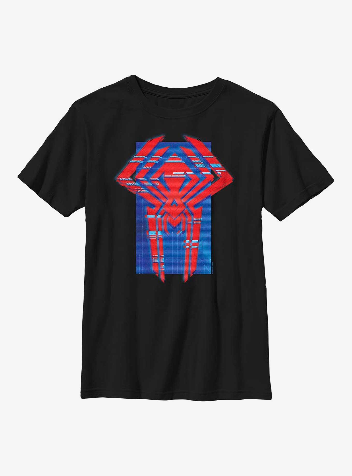 Marvel Spider-Man: Across the Spider-Verse Glitchy Miguel O'Hara Logo Youth T-Shirt, BLACK, hi-res