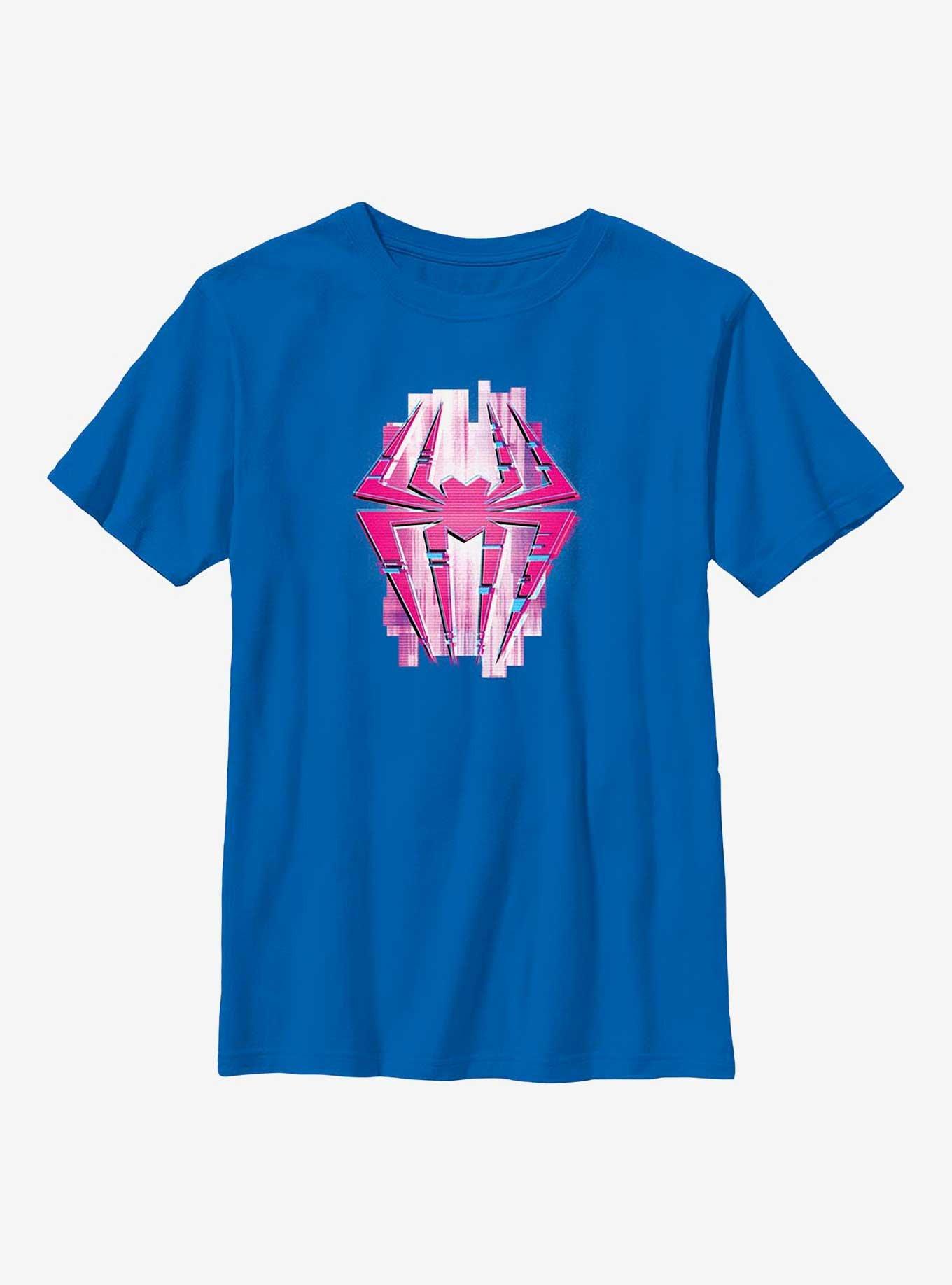 Marvel Spider-Man: Across the Spider-Verse Glitchy Spider-Gwen Symbol Youth T-Shirt, ROYAL, hi-res