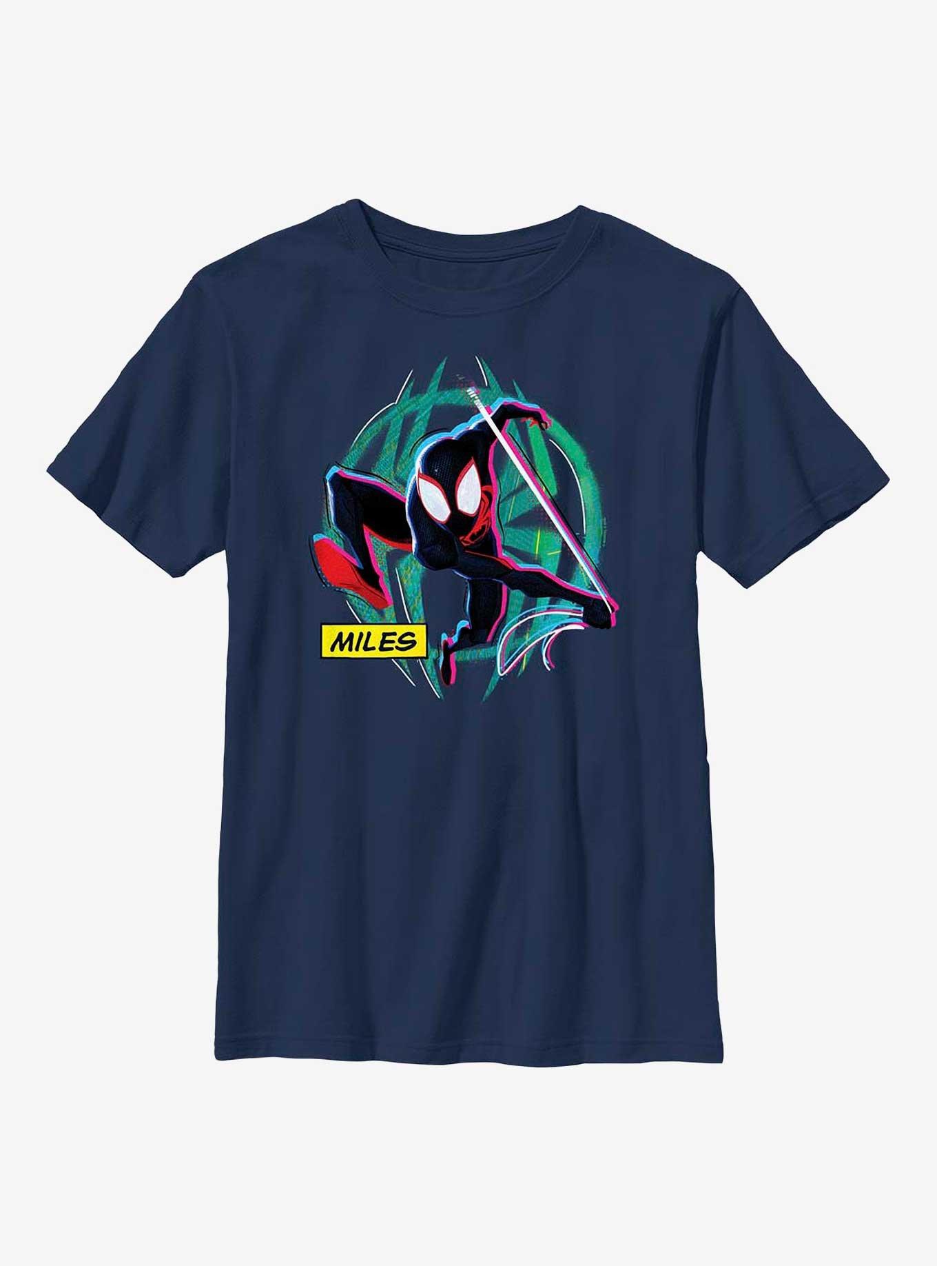 Marvel Spider-Man: Across the Spider-Verse Miles Morales Badge Youth T-Shirt, NAVY, hi-res