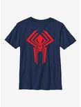 Marvel Spider-Man: Across the Spider-Verse Miguel O'Hara 2099 Logo Youth T-Shirt, NAVY, hi-res