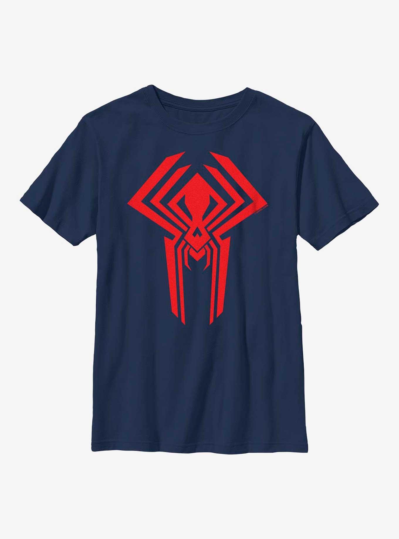 Marvel Spider-Man: Across the Spider-Verse Miguel O'Hara 2099 Logo Youth T-Shirt, NAVY, hi-res