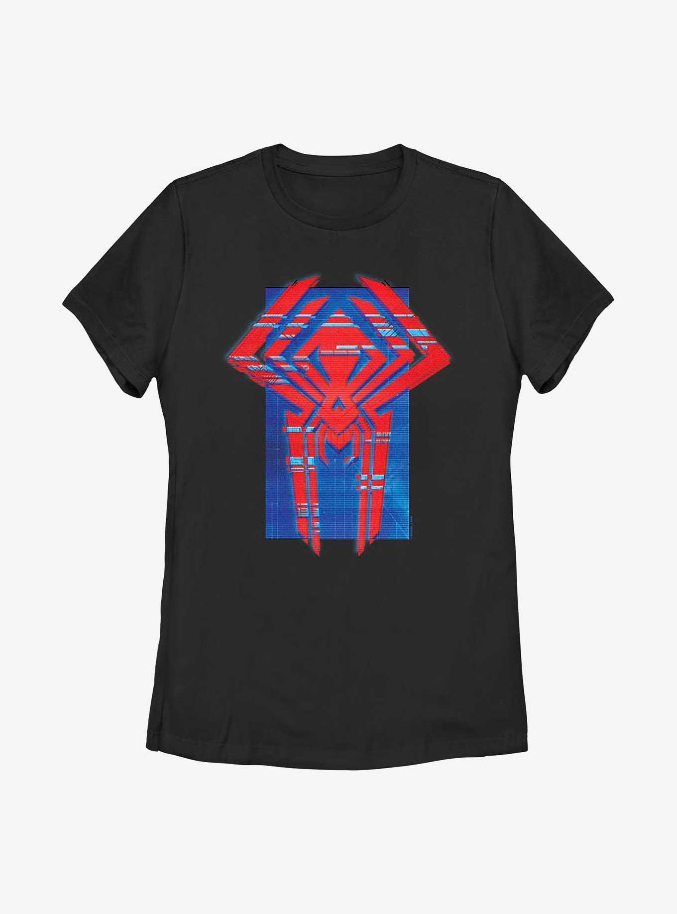 Marvel Spider-Man: Across the Spider-Verse Glitchy Miguel O'Hara Logo Womens T-Shirt, BLACK, hi-res