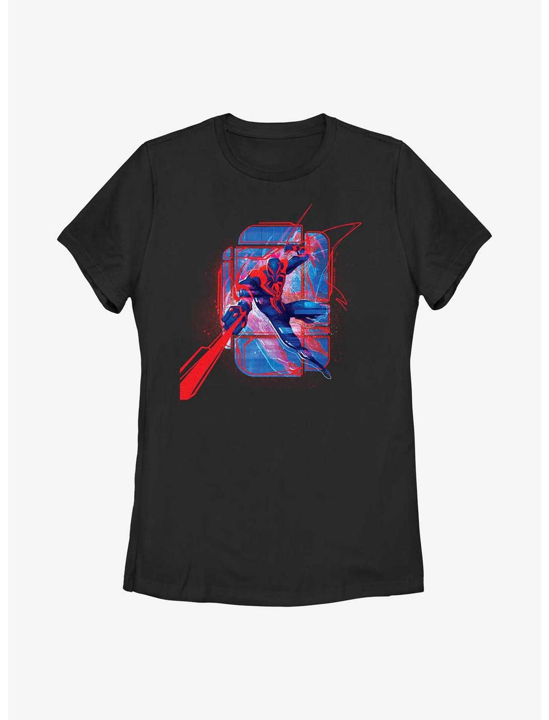 Marvel Spider-Man: Across the Spider-Verse Miguel O'Hara Shooting Webs Womens T-Shirt, BLACK, hi-res