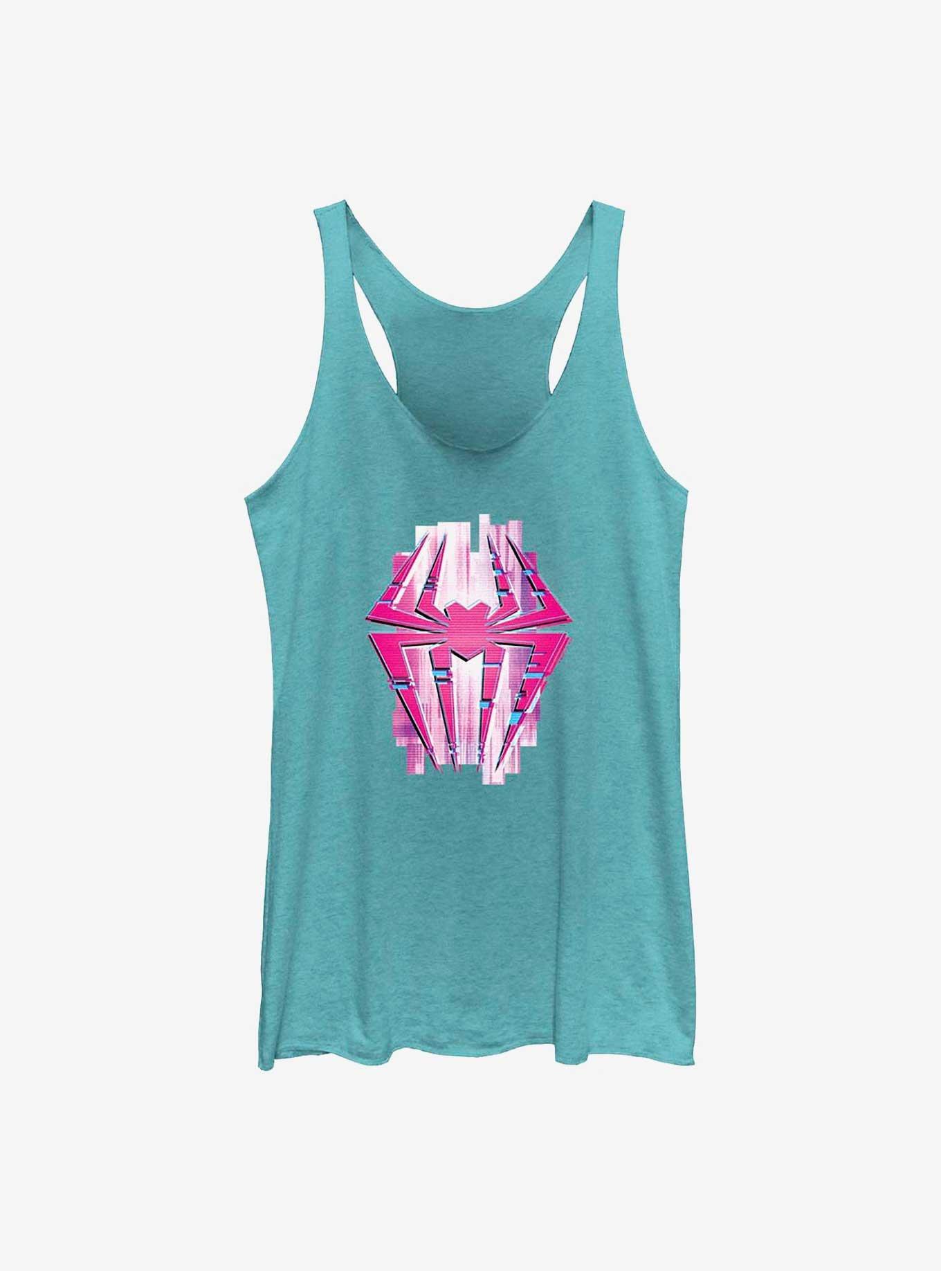 Marvel Spider-Man: Across the Spider-Verse Glitchy Spider-Gwen Symbol Womens Tank Top, TAHI BLUE, hi-res