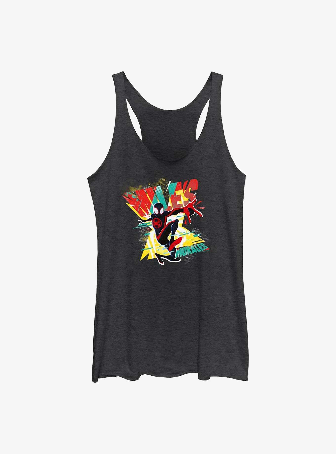Marvel Spider-Man: Across the Spider-Verse Miles Morales Poster Womens Tank Top, BLK HTR, hi-res