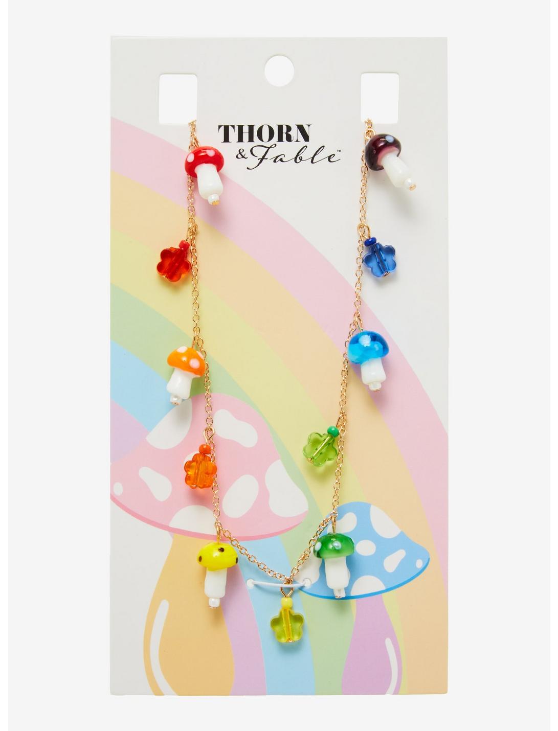 Thorn & Fable Rainbow Mushroom Necklace, , hi-res