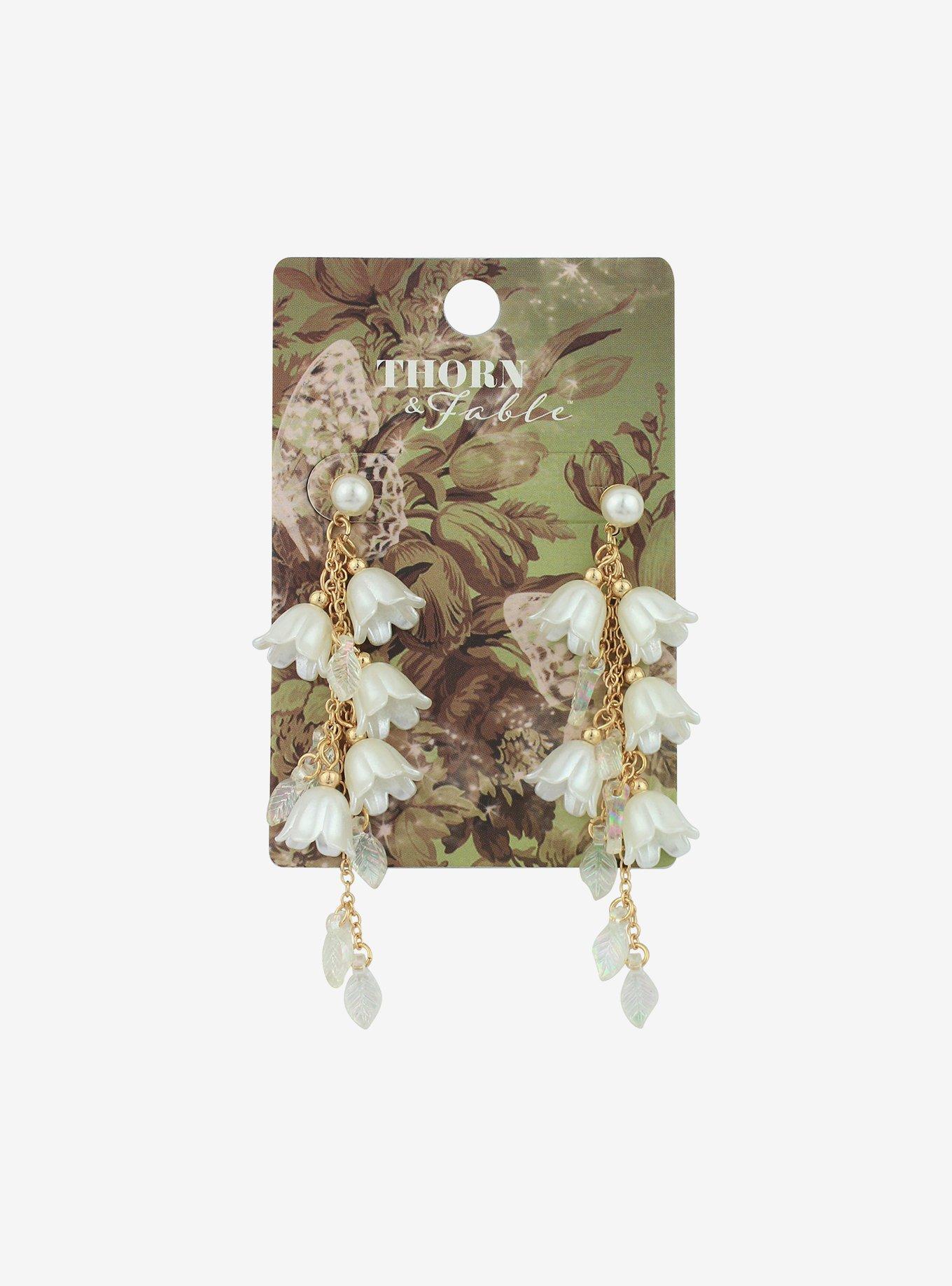 Thorn & Fable Floral Pearl Drop Earrings, , hi-res