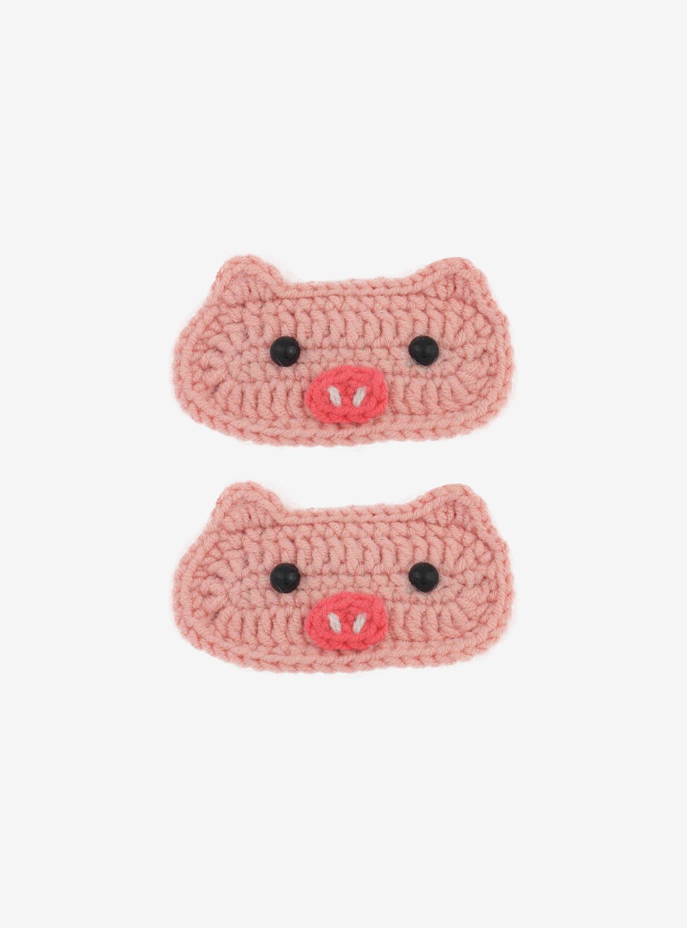 Crochet Pig Hair Clip Set