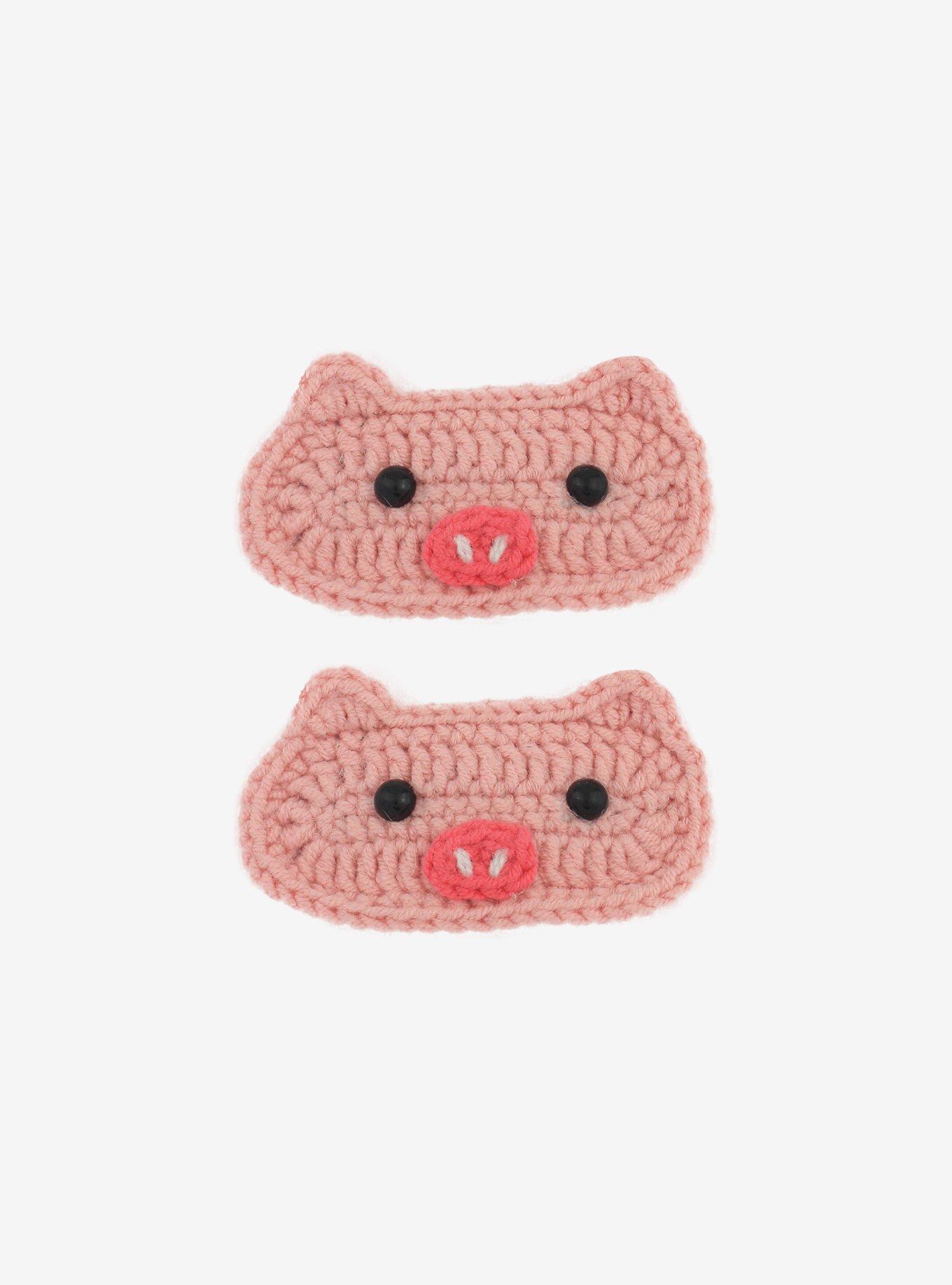 Crochet Pig Hair Clip Set, , hi-res