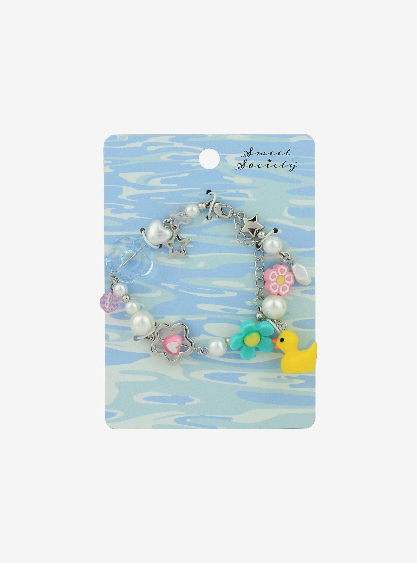 Sweet Society Rubber Duck Flower Charm Bracelet, , hi-res