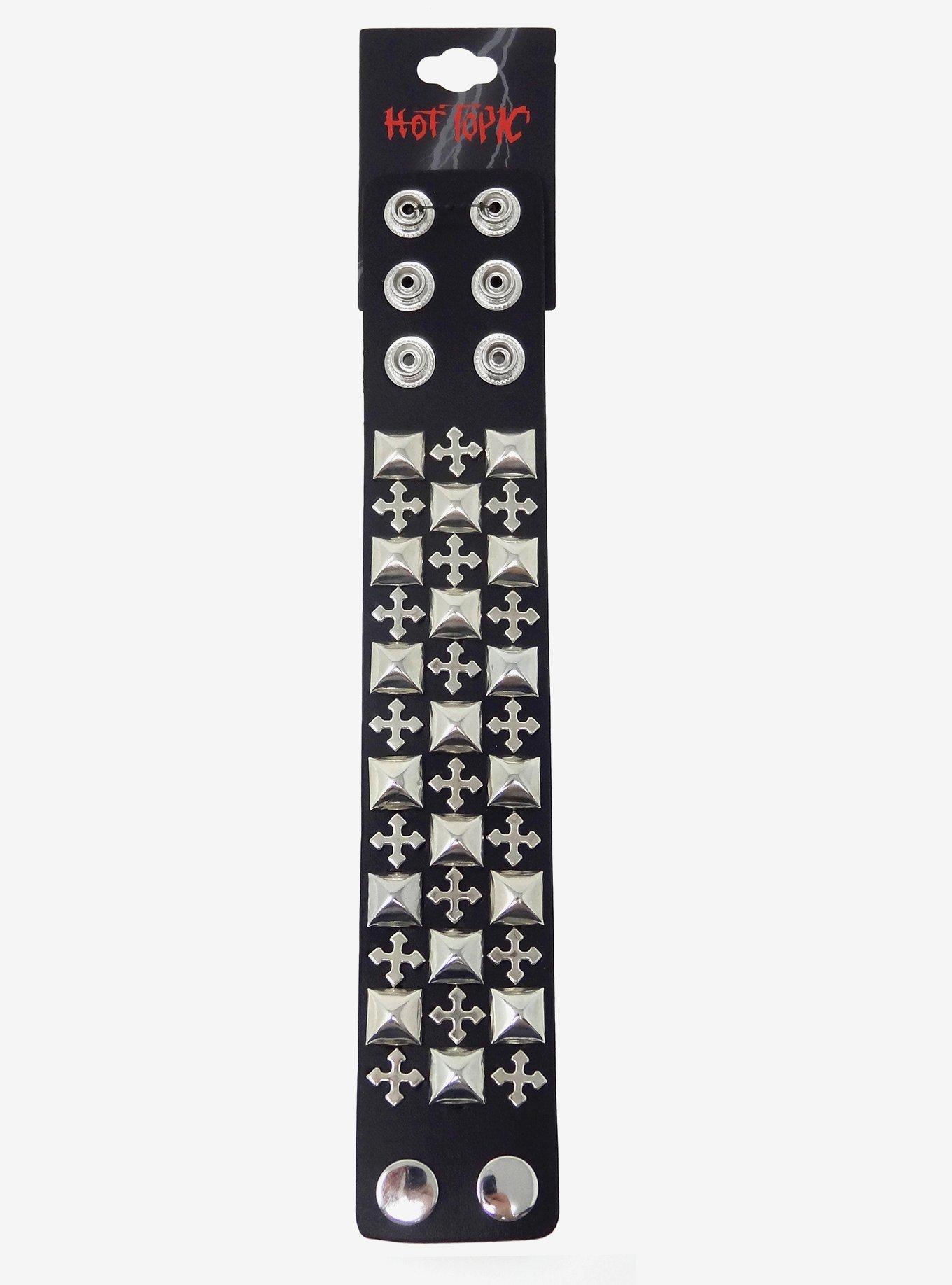 Pyramid Cross Stud Cuff Bracelet, , hi-res