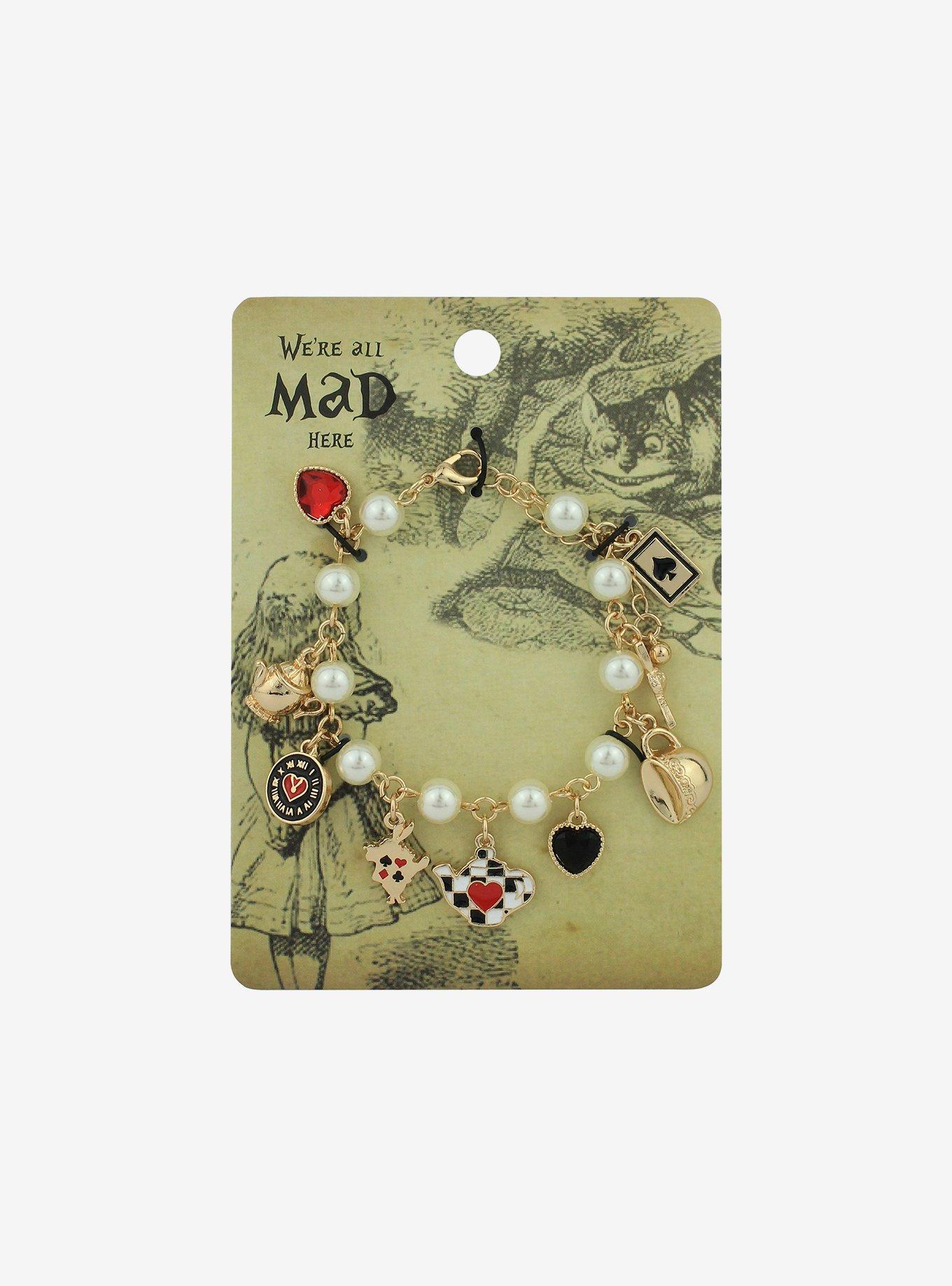 Through The Looking Glass Icon Pearl Charm Bracelet