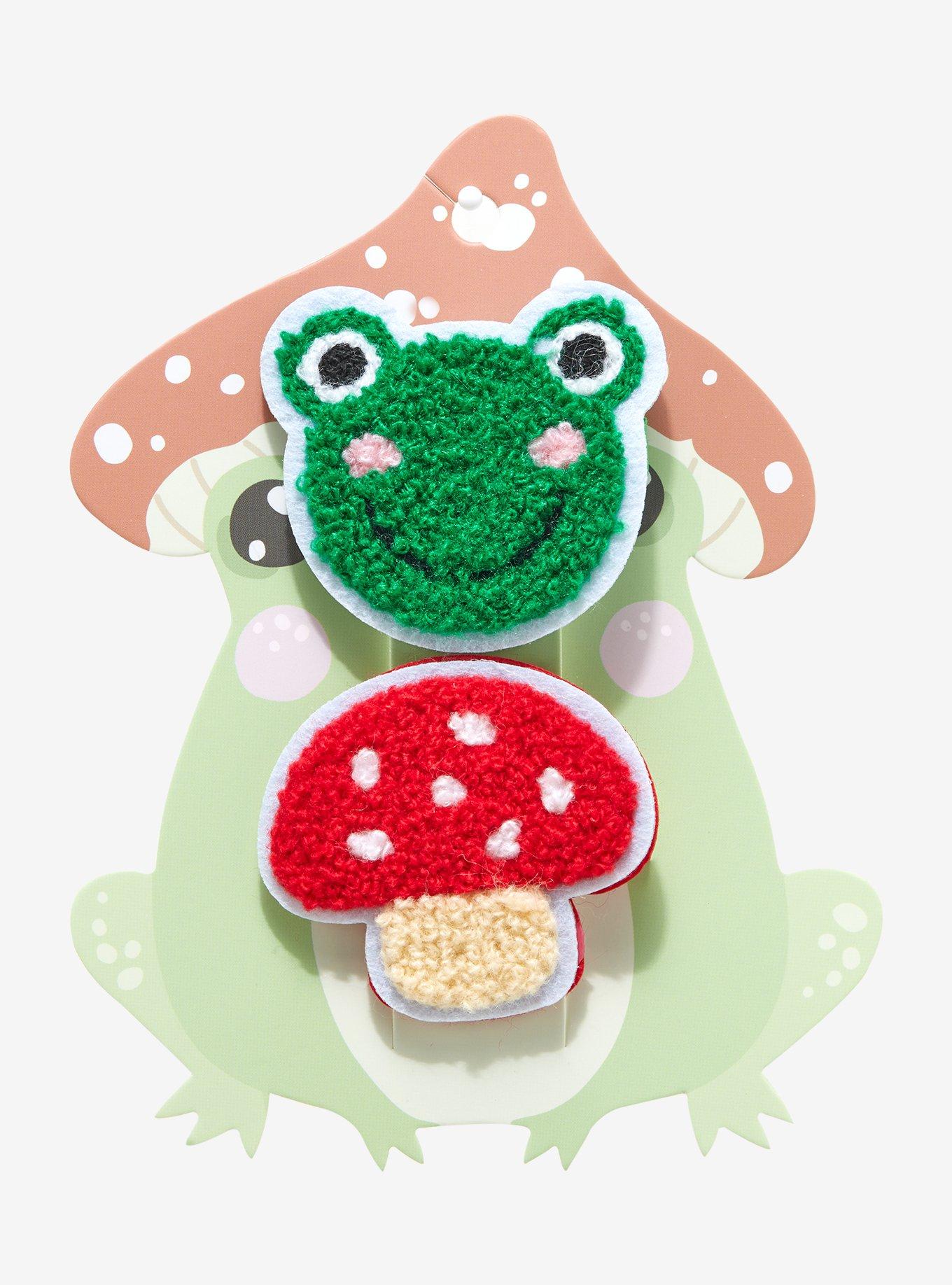 Fuzzy Frog Mushroom Claw Hair Clip Set, , hi-res