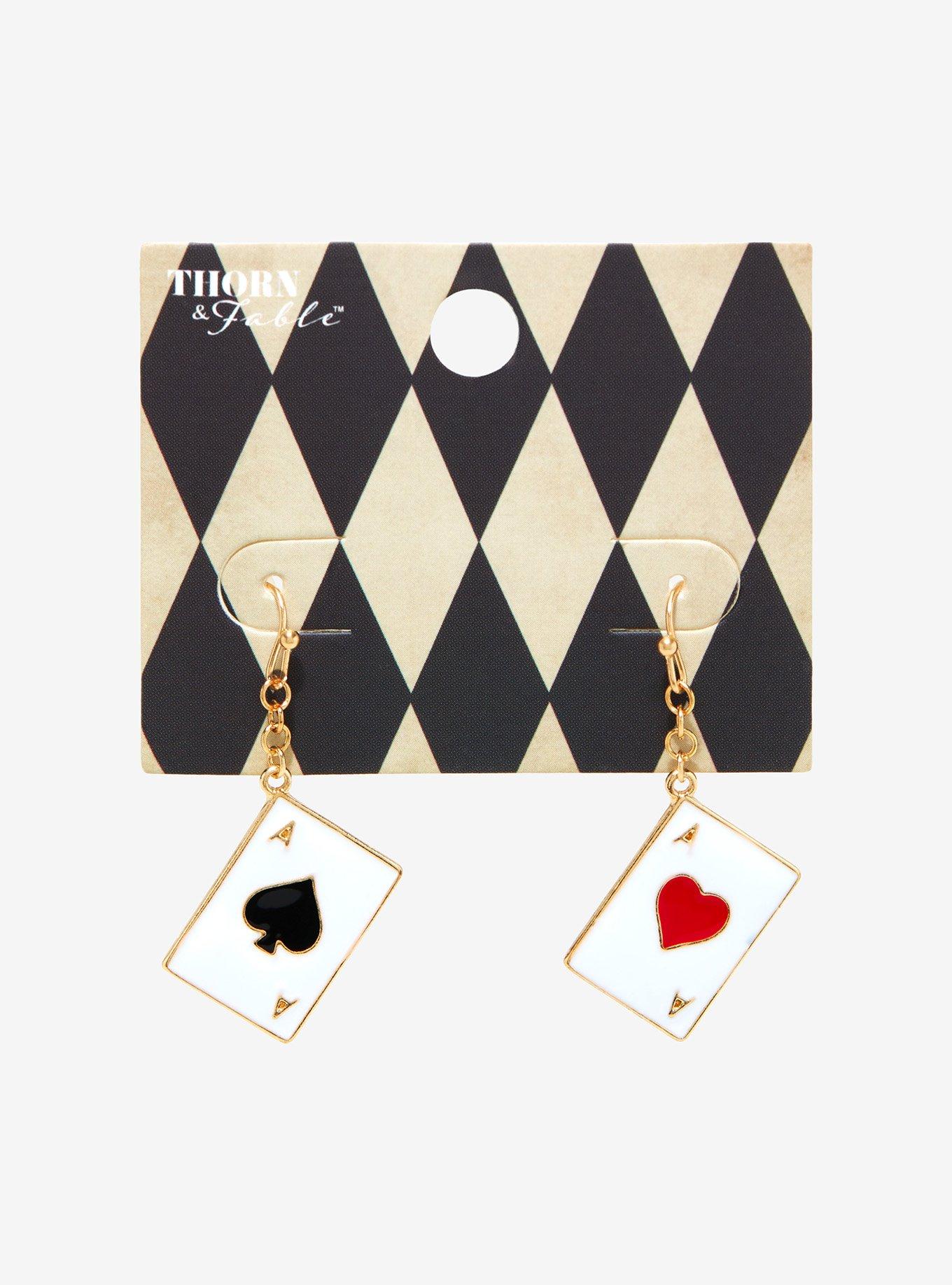 Thorn & Fable Playing Cards Mismatch Drop Earrings