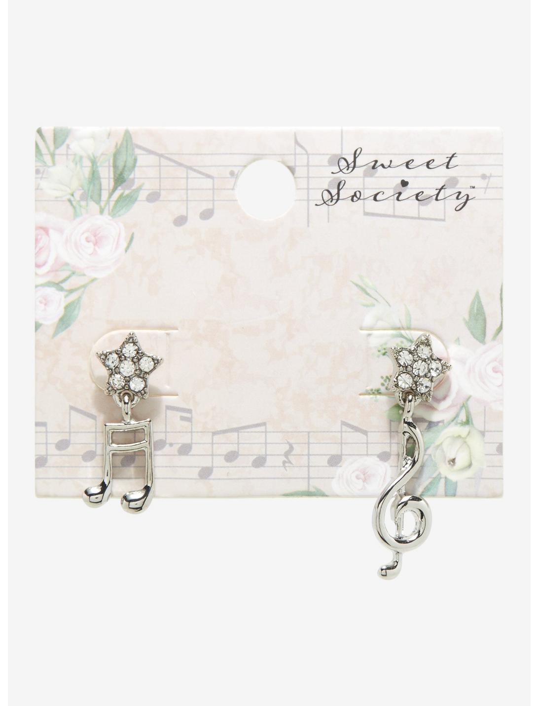 Sweet Society Musical Note Star Mismatch Drop Earrings, , hi-res