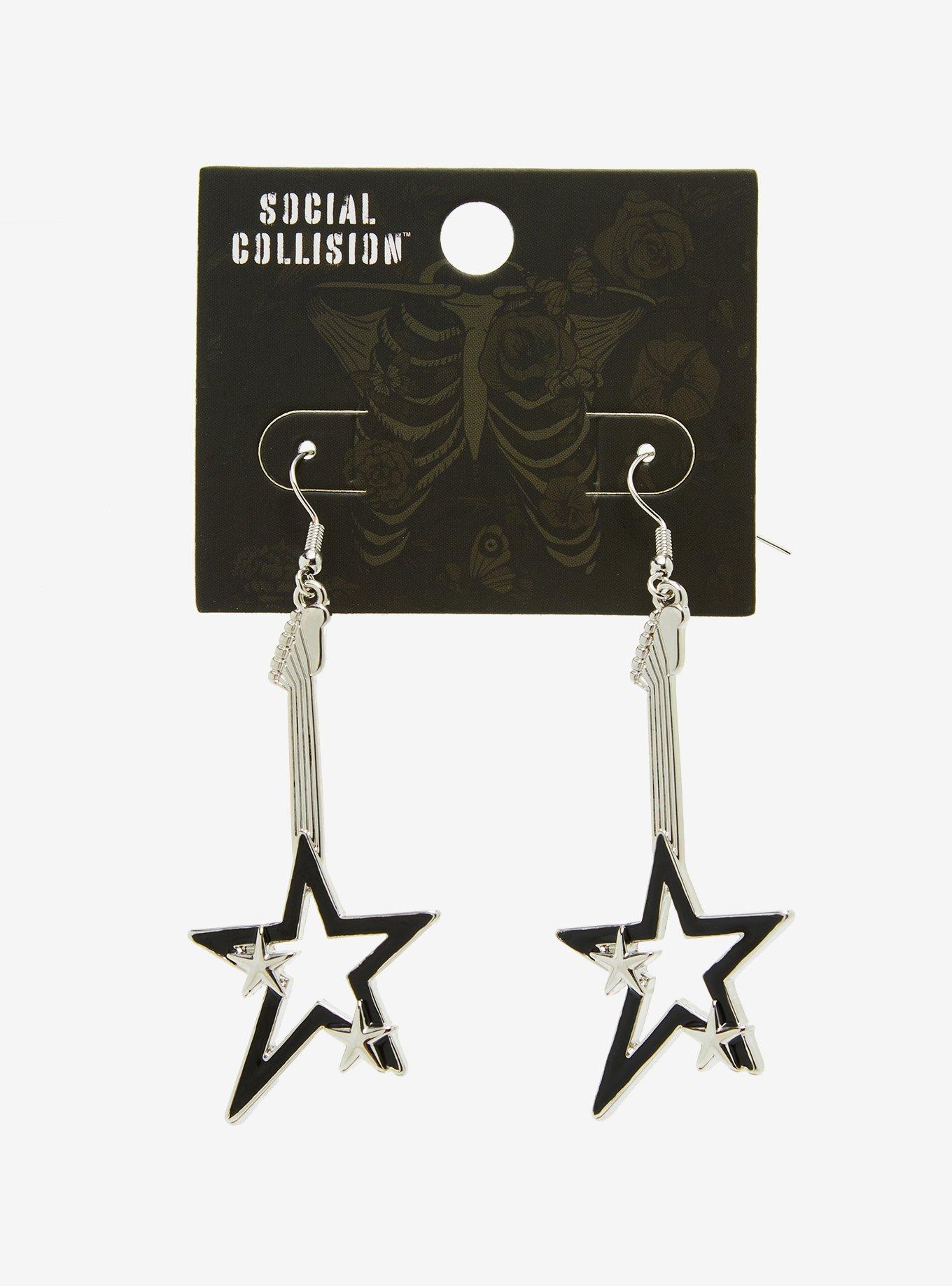 Social Collision Star Guitar Earrings, , hi-res