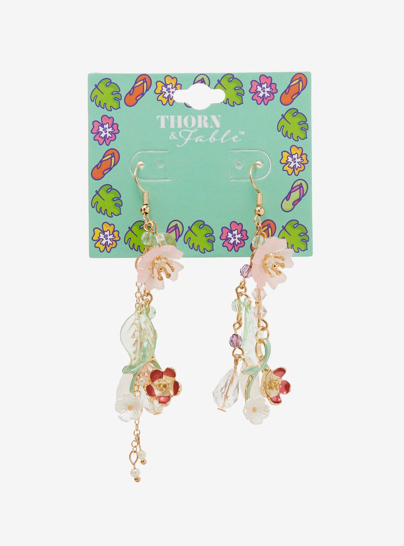 Thorn & Fable Sakura Flower Drop Earrings, , hi-res