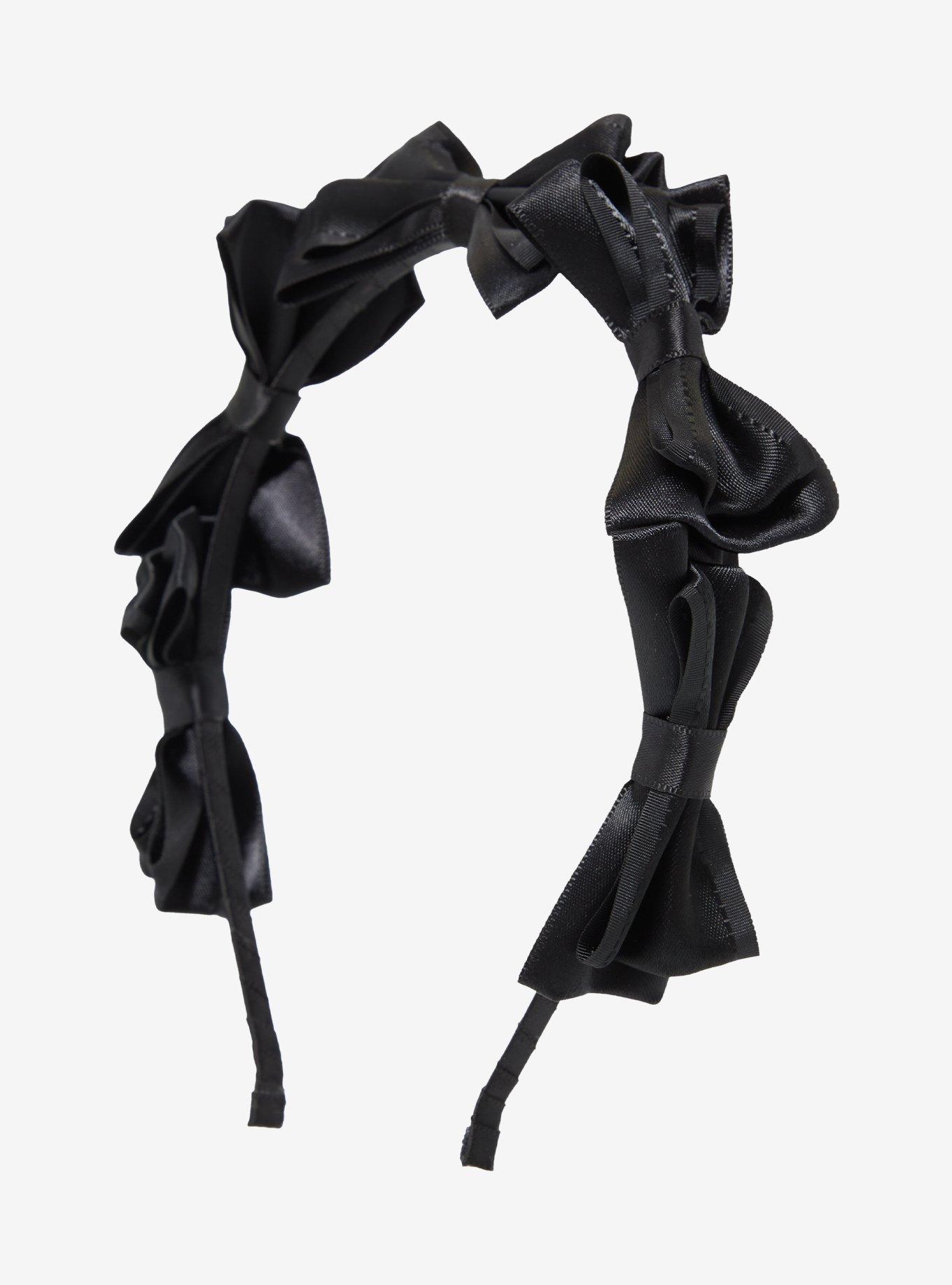 Black Bows Thin Headband, , hi-res