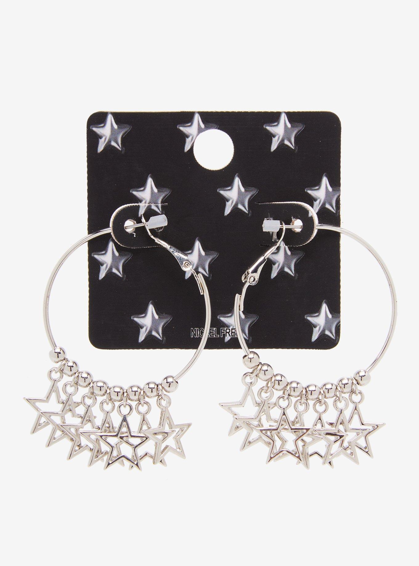 Silver Star Hoop Earrings