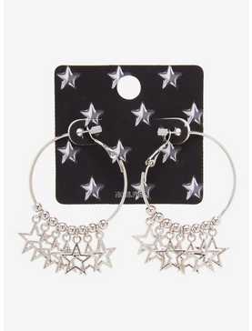 Silver Star Hoop Earrings, , hi-res