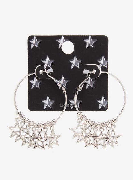 Silver Star Hoop Earrings | Hot Topic