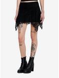 Black Lace Hanky Hem Mini Skirt, BLACK, hi-res