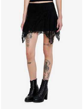 Black Lace Hanky Hem Mini Skirt, , hi-res