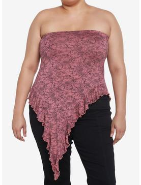 Mauve Floral Pointed Girls Tube Top Plus Size, , hi-res