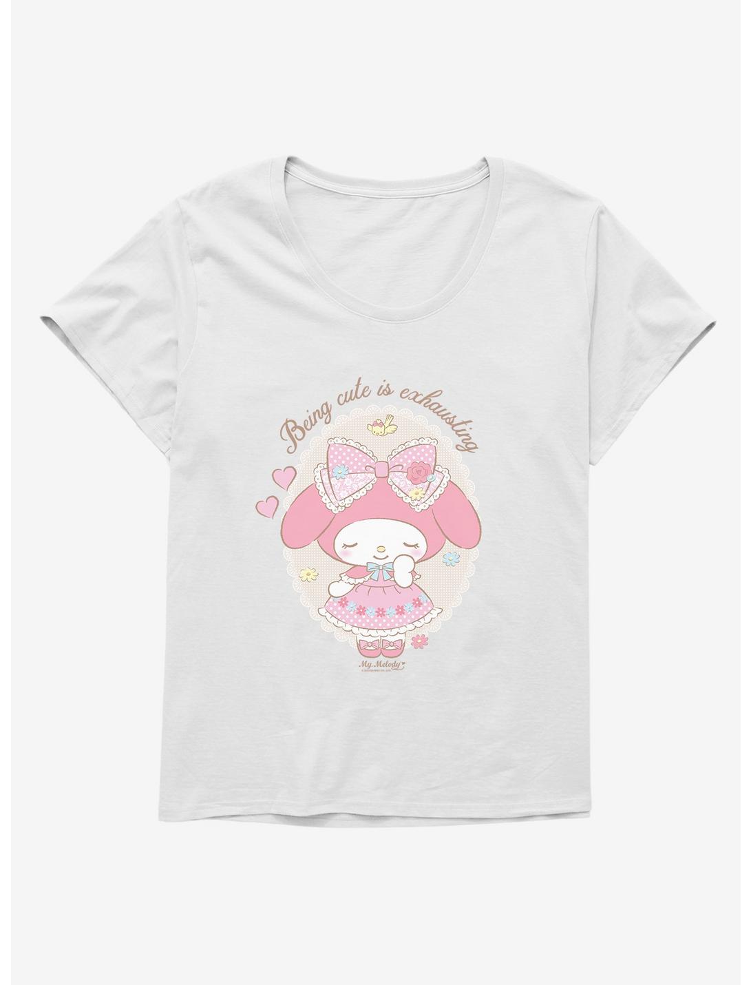 My Melody Being Cute Is Exhausting Womens T-Shirt Plus Size, WHITE, hi-res
