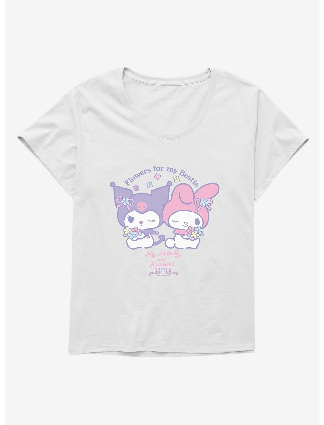 My Melody & Kuromi Flowers For My Bestie Womens T-Shirt Plus Size, WHITE, hi-res