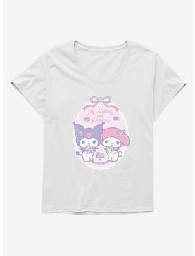 My Melody & Kuromi Pastel Flowers Stay Kind Womens T-Shirt Plus Size, , hi-res