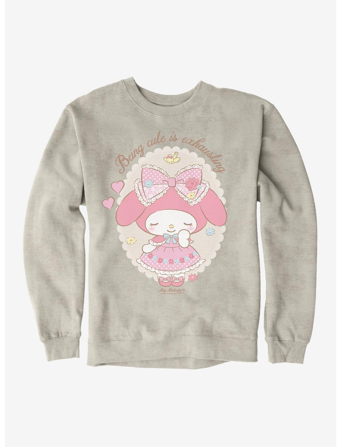 My Melody Being Cute Is Exhausting Sweatshirt, OATMEAL HEATHER, hi-res