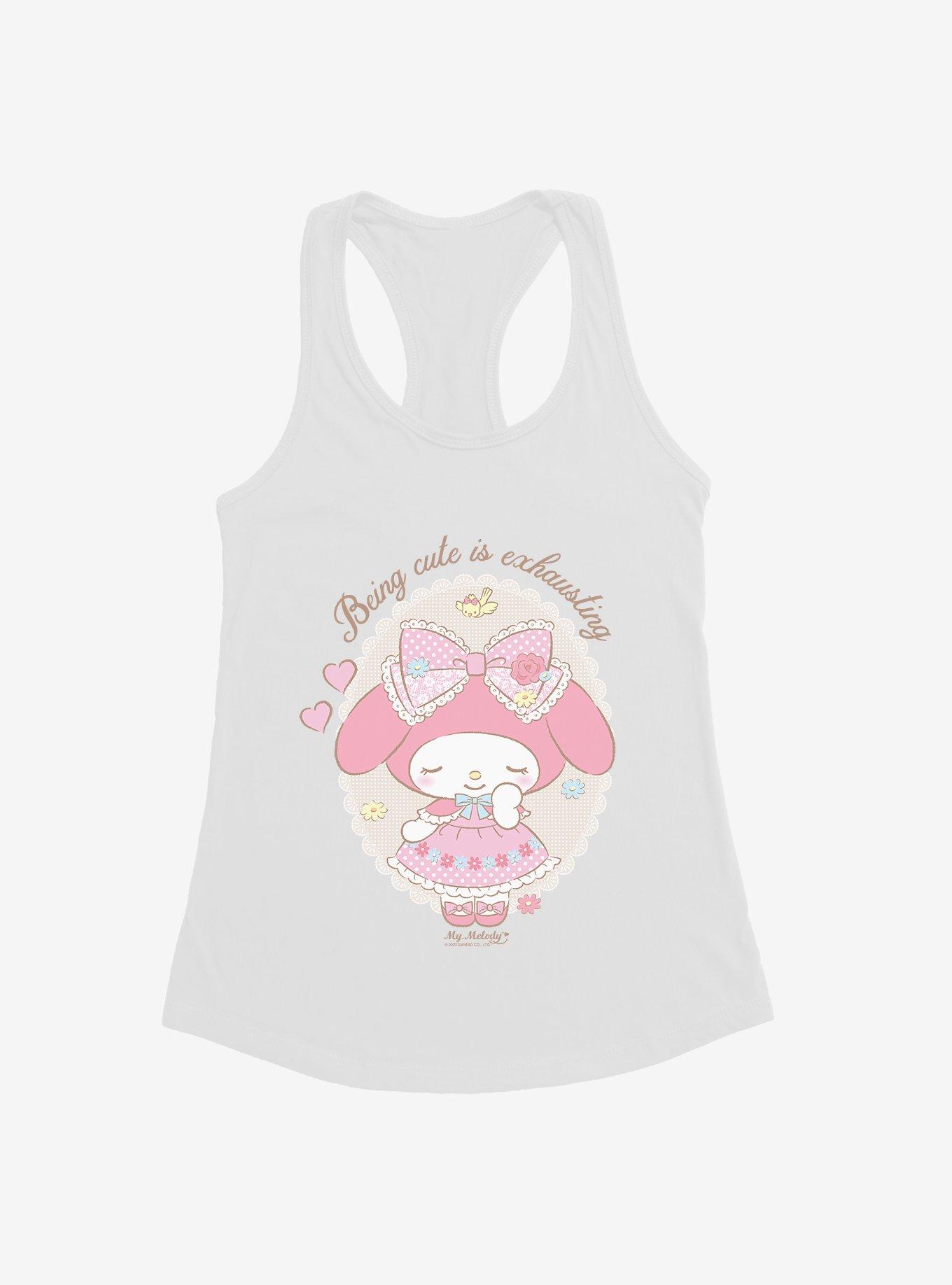 My Melody Being Cute Is Exhausting Womens Tank Top, WHITE, hi-res
